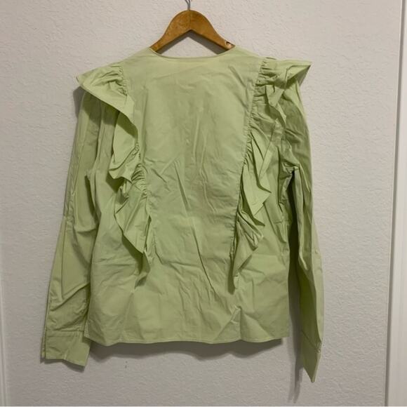 Genny Light Green Long Sleeve Ruffled Button Down Shirt - Picture 5 of 12
